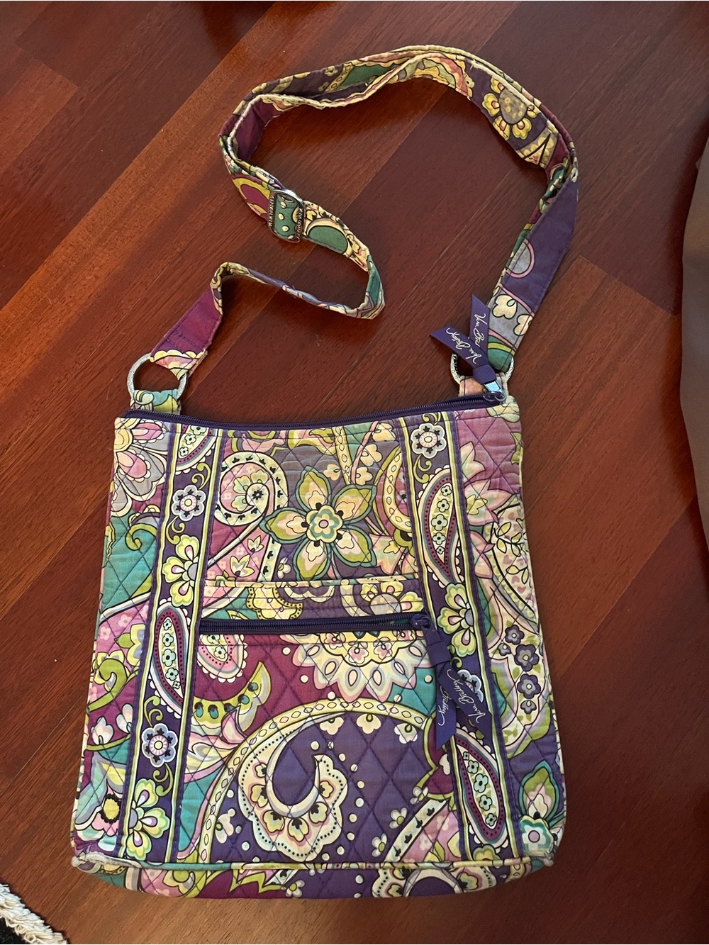 Vera Bradley Purple Teal Floral Paisley Quilted Crossbody